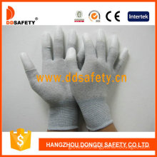 Carbon Fiber Gloves White PU Coated on Finger (DPU220)